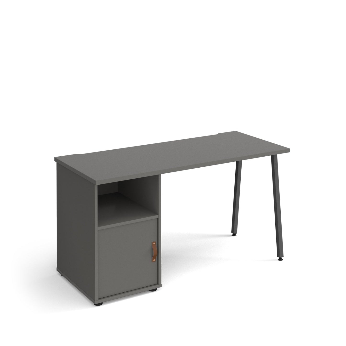 Sparta A-frame 600mm deep desk with support pedestal and cupboard door