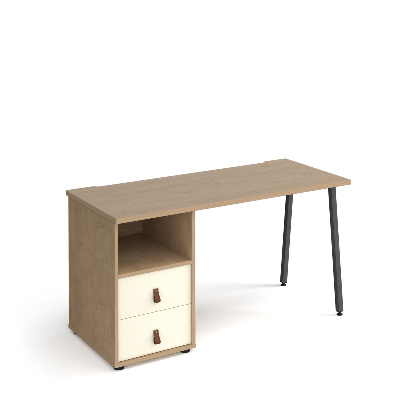 Sparta A-frame 600mm deep desk with support pedestal and drawers