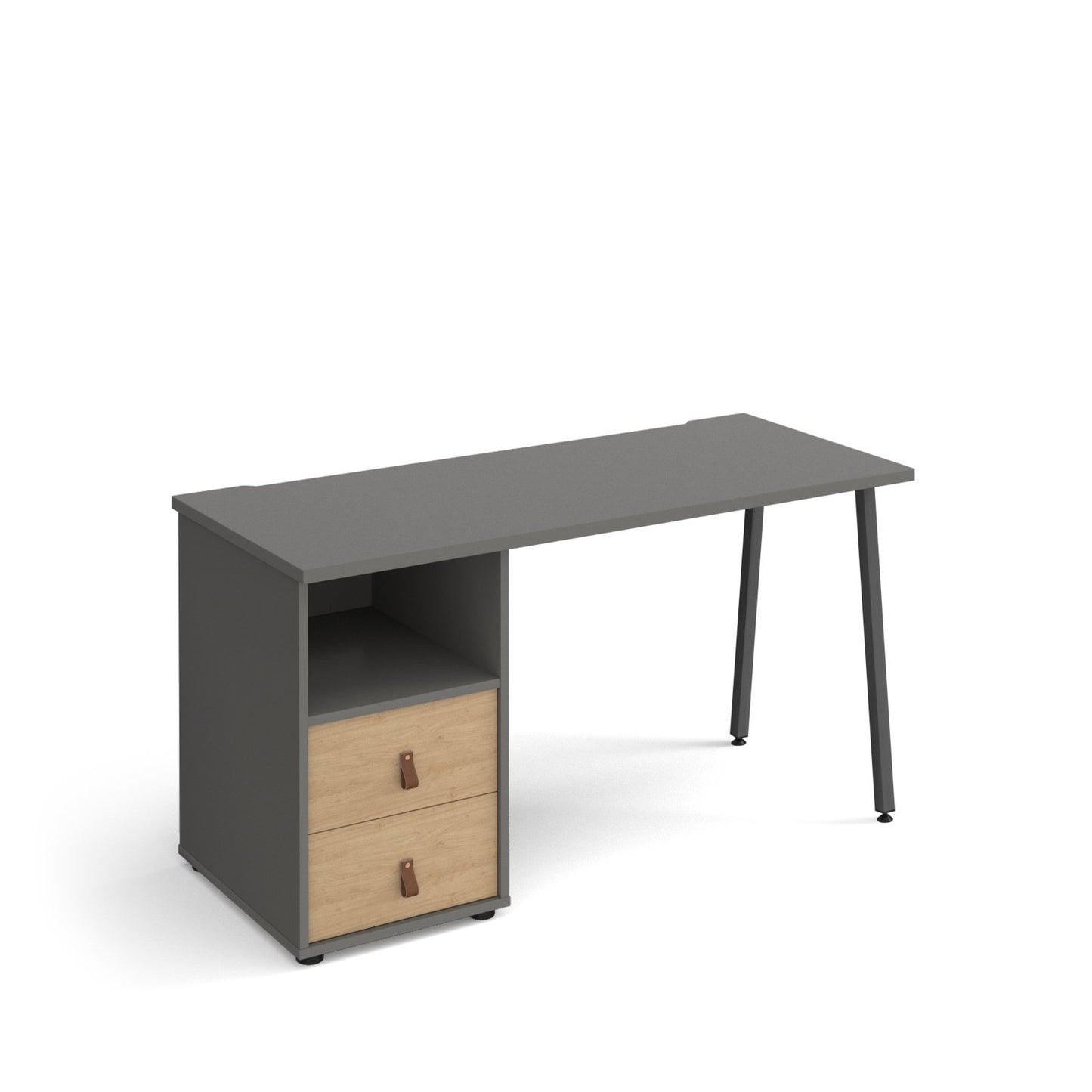 Sparta A-frame 600mm deep desk with support pedestal and drawers