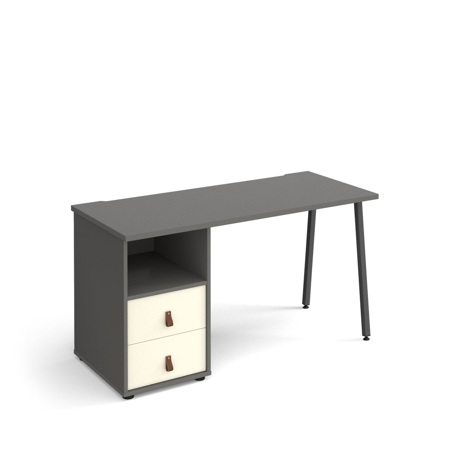 Sparta A-frame 600mm deep desk with support pedestal and drawers