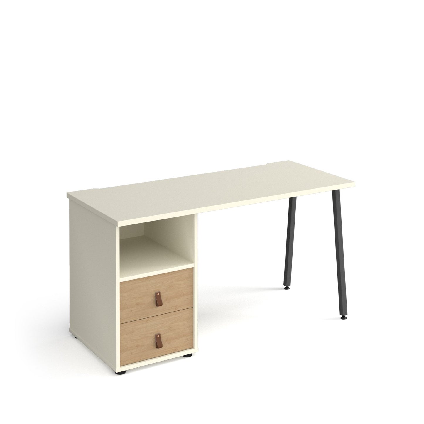 Sparta A-frame 600mm deep desk with support pedestal and drawers