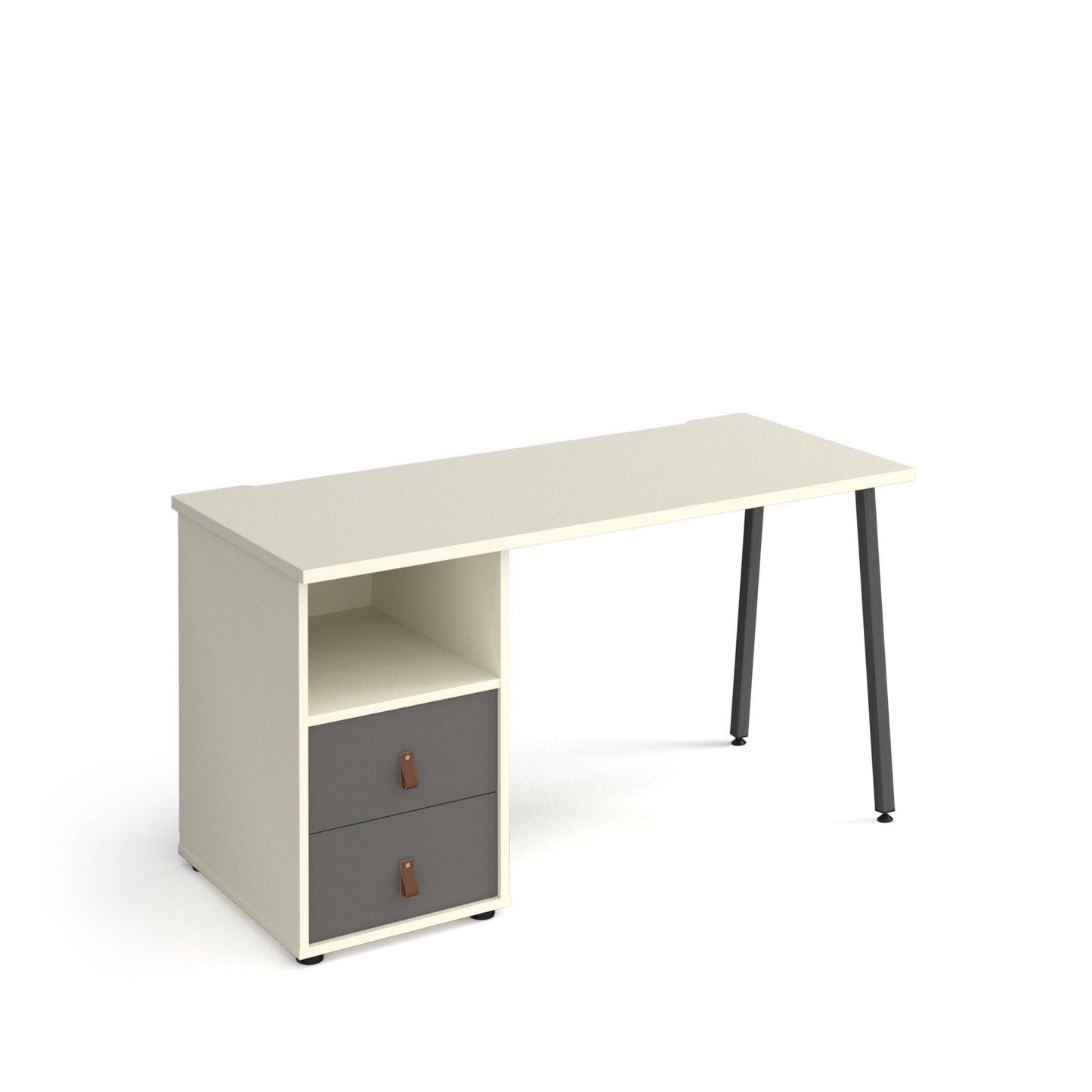 Sparta A-frame 600mm deep desk with support pedestal and drawers