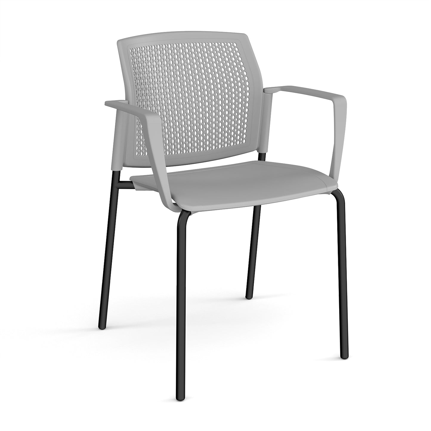 Santana 4 leg stacking chair with plastic seat and perforated back - SPB101-K-G