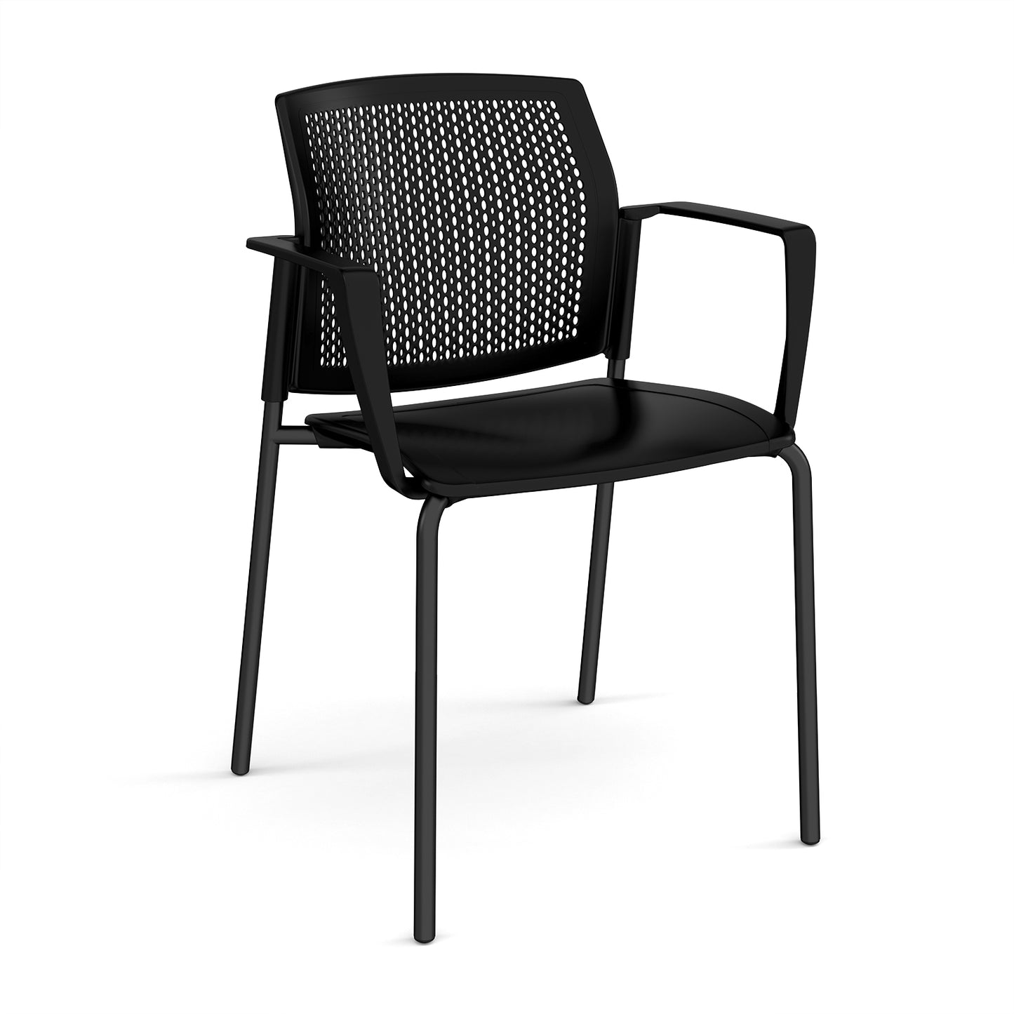 Santana 4 leg stacking chair with plastic seat and perforated back - SPB101-K-K