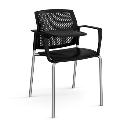 Santana 4 leg stacking chair with plastic seat and perforated back - SPB102-C-K