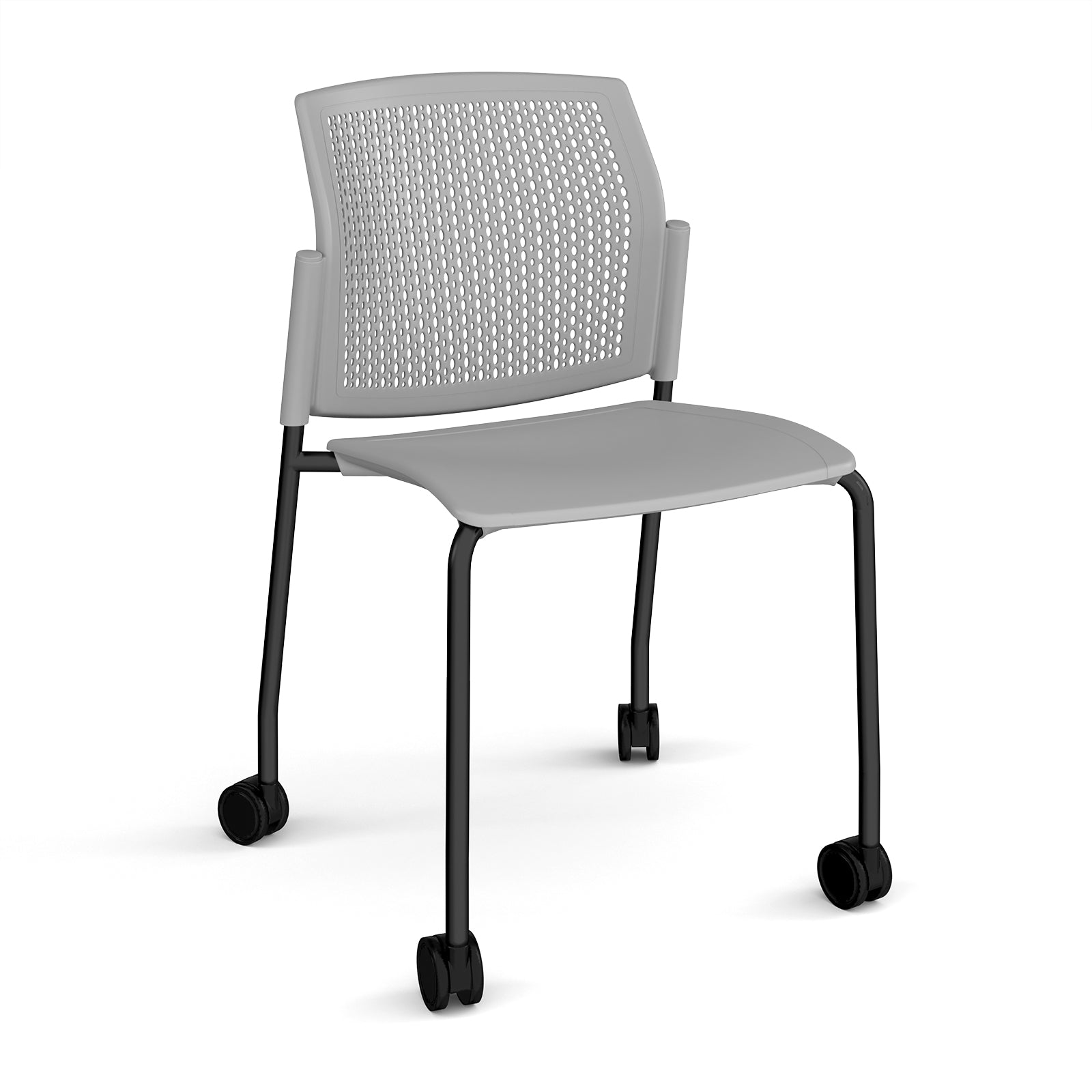 Santana 4 leg mobile chair with plastic seat and perforated back (Part 2)