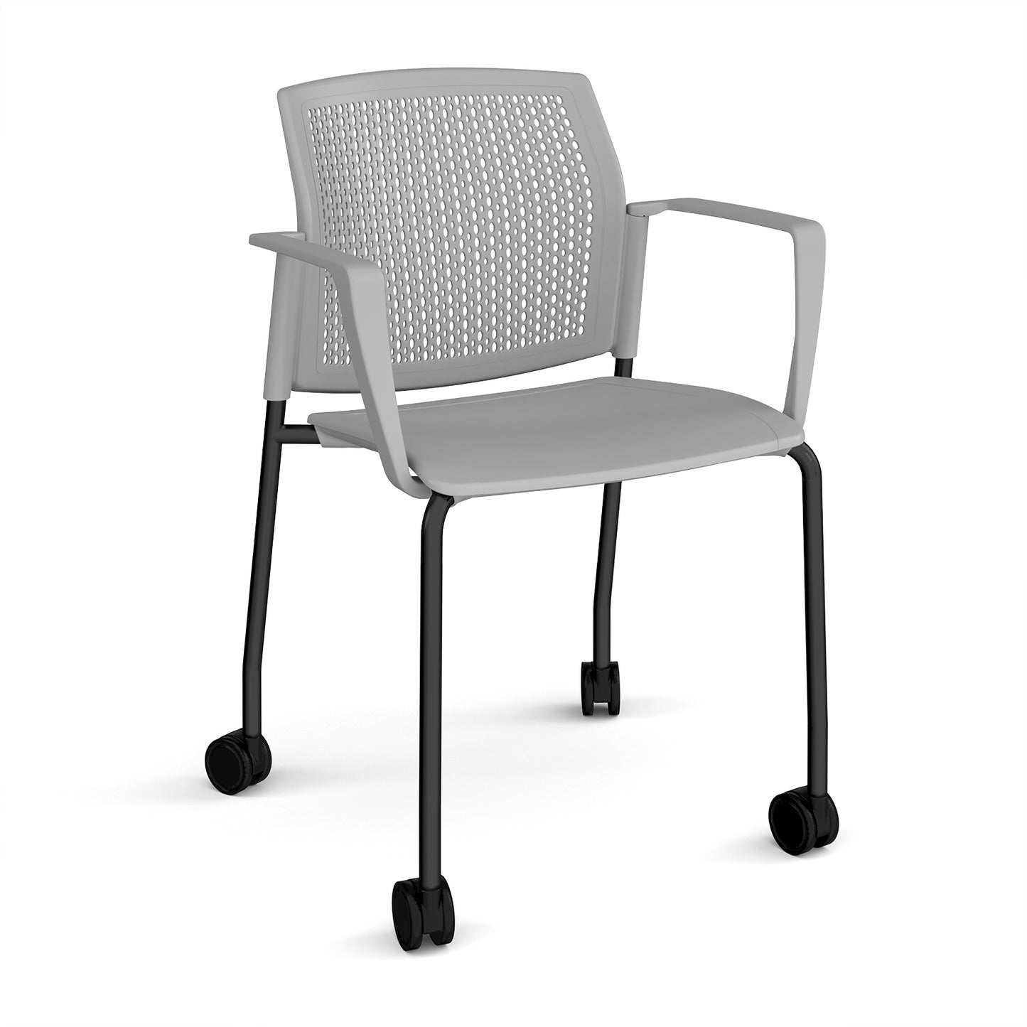 Santana 4 leg mobile chair with plastic seat and perforated back - SPB201-K-G