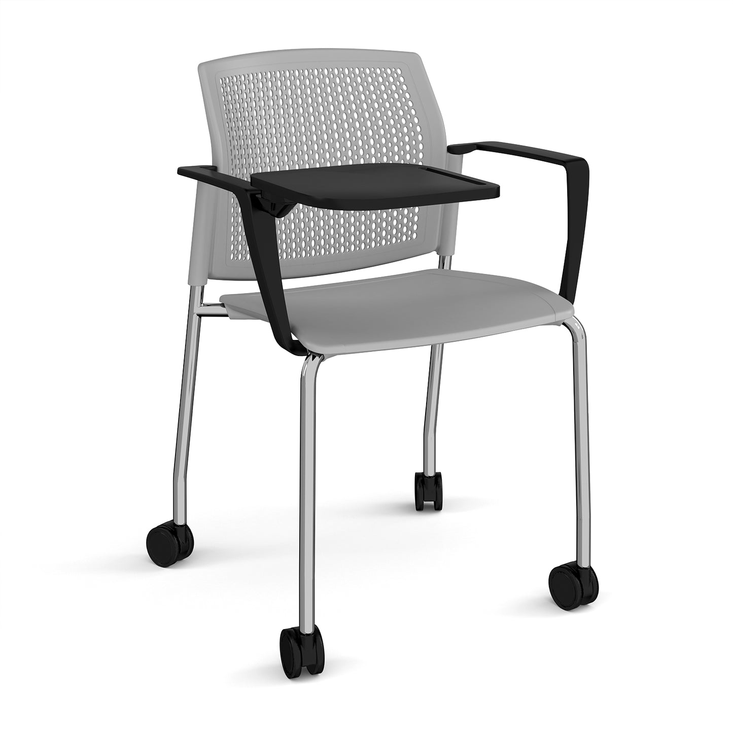 Santana 4 leg mobile chair with plastic seat and perforated back - SPB202-C-G