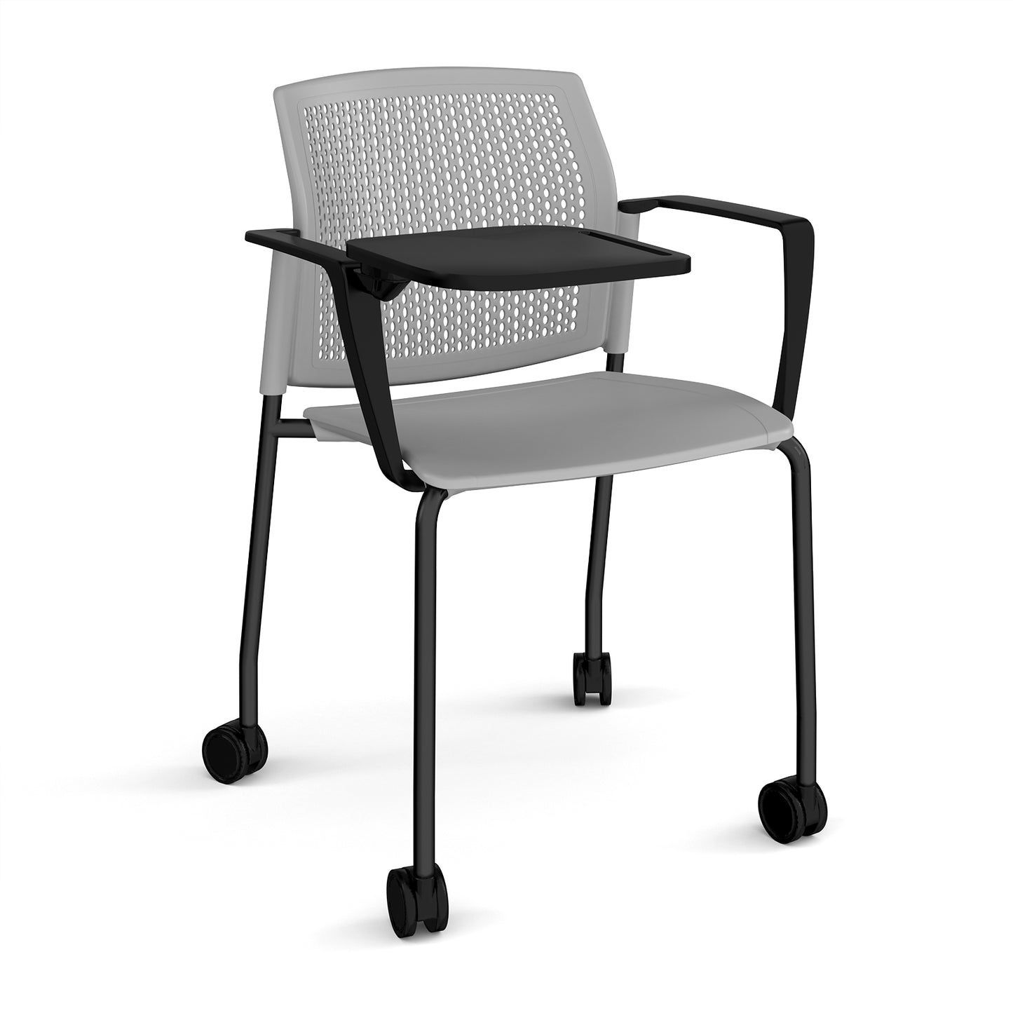 Santana 4 leg mobile chair with plastic seat and perforated back - SPB202-K-G