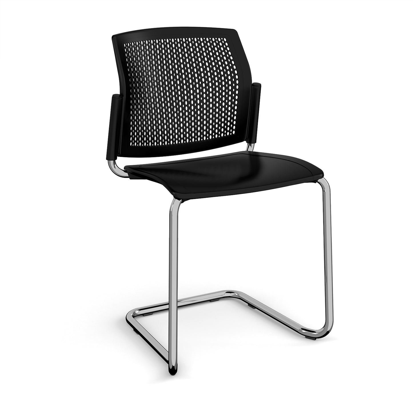 Santana cantilever chair with plastic seat and perforated back - SPB300-C-K