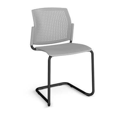 Santana cantilever chair with plastic seat and perforated back - SPB300-K-G