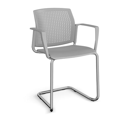 Santana cantilever chair with plastic seat and perforated back - SPB301-C-G