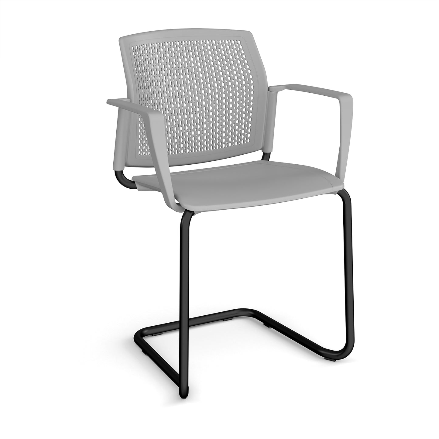 Santana cantilever chair with plastic seat and perforated back - SPB301-K-G