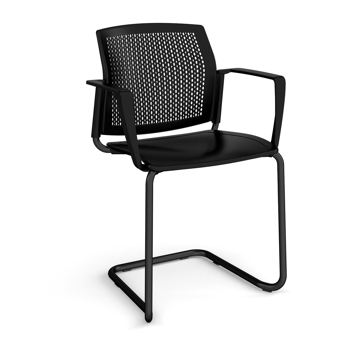 Santana cantilever chair with plastic seat and perforated back - SPB301-K-K