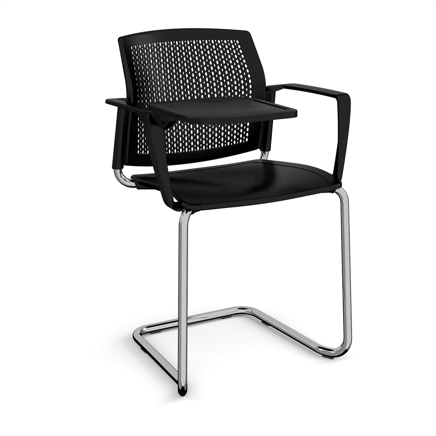 Santana cantilever chair with plastic seat and perforated back - SPB302-C-K