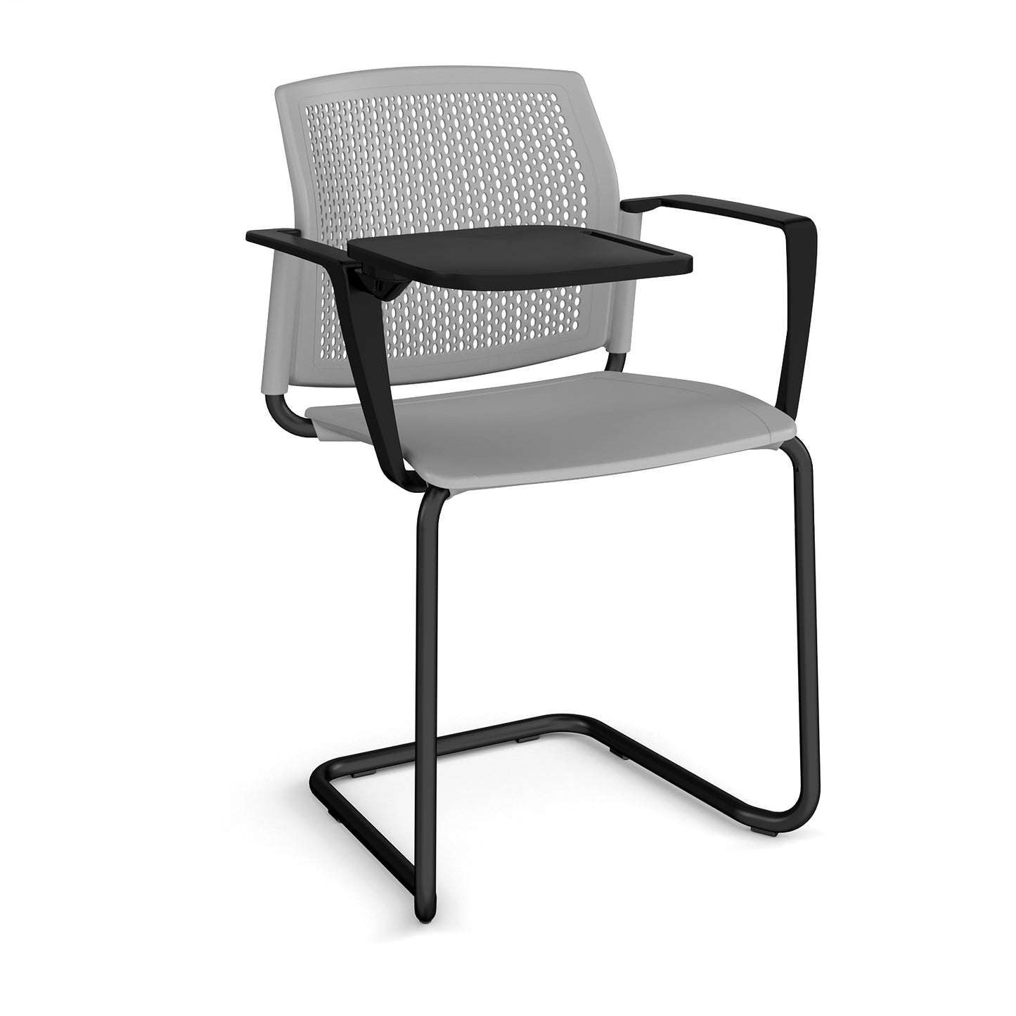Santana cantilever chair with plastic seat and perforated back - SPB302-K-G