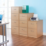 Wooden Filing Cabinet With Silver Handles - 4 Drawer - Walnut