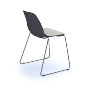 Strut chair with seat pad and chrome sled frame