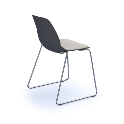Strut chair with seat pad and chrome sled frame