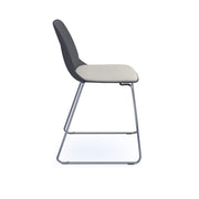 Strut chair with seat pad and chrome sled frame