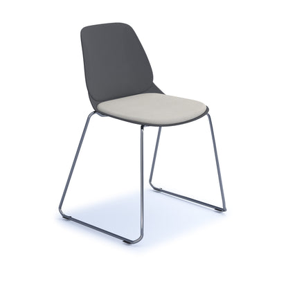 Strut chair with seat pad and chrome sled frame - STR501C-GR-SP