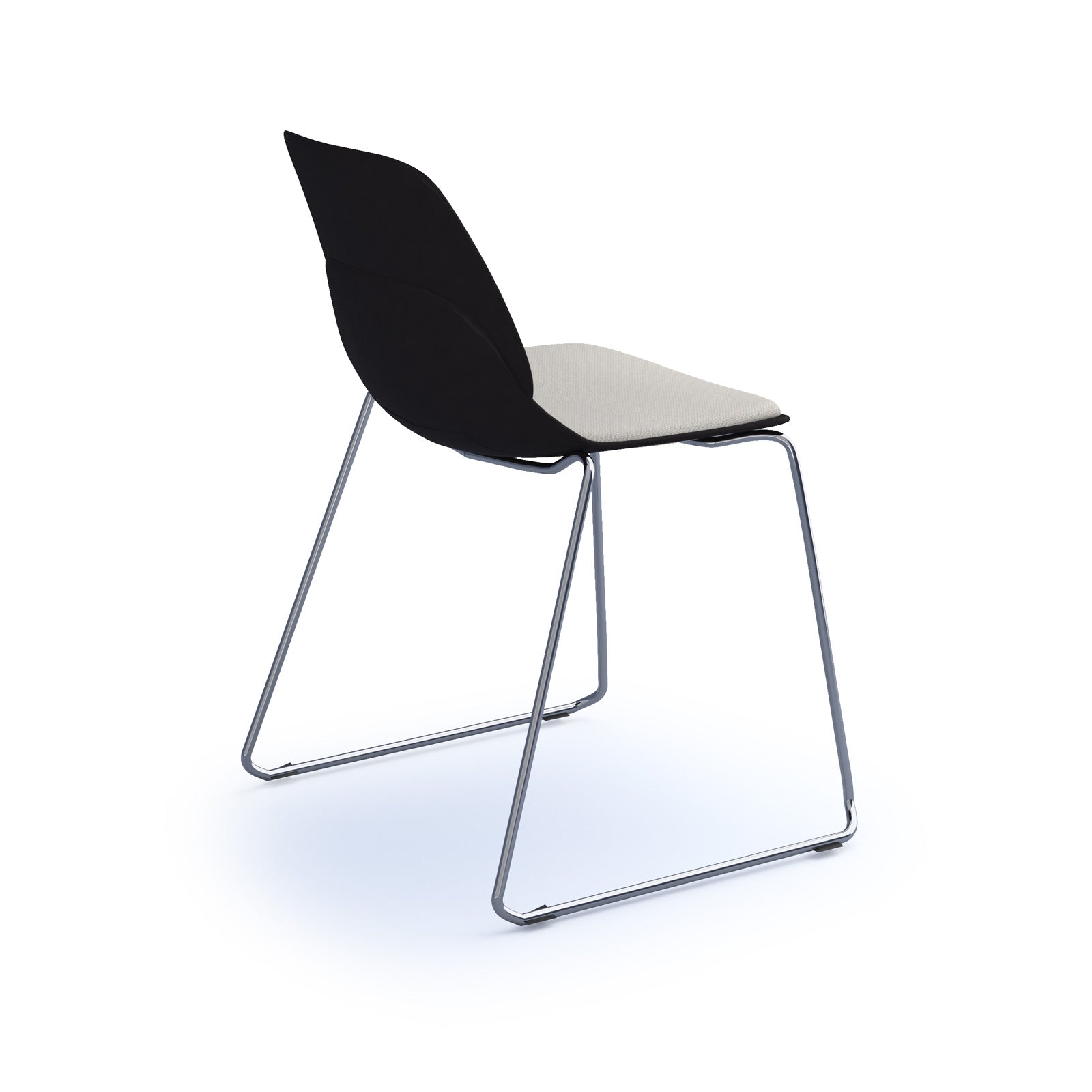 Strut chair with seat pad and chrome sled frame