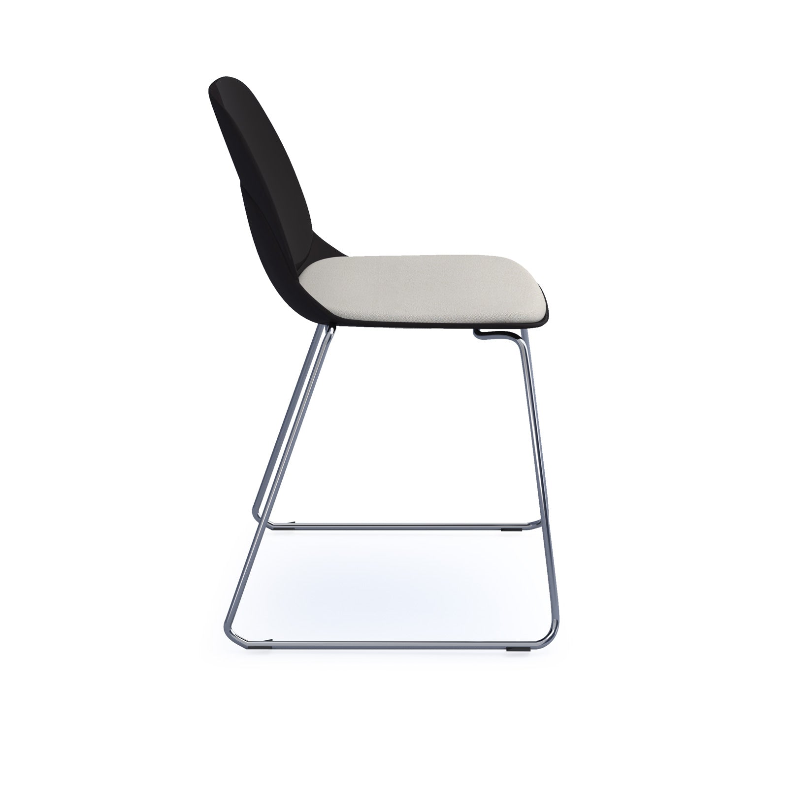 Strut chair with seat pad and chrome sled frame