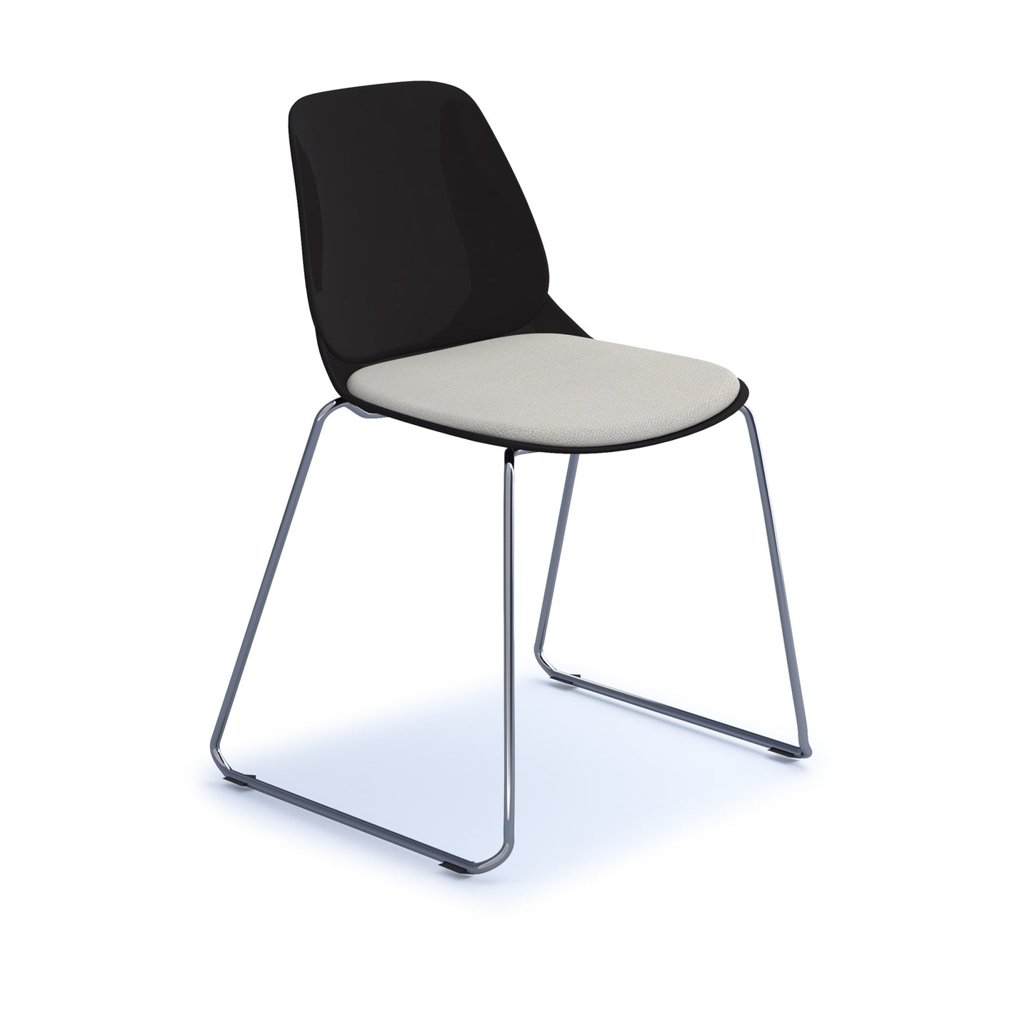 Strut chair with seat pad and chrome sled frame - STR501C-K-SP