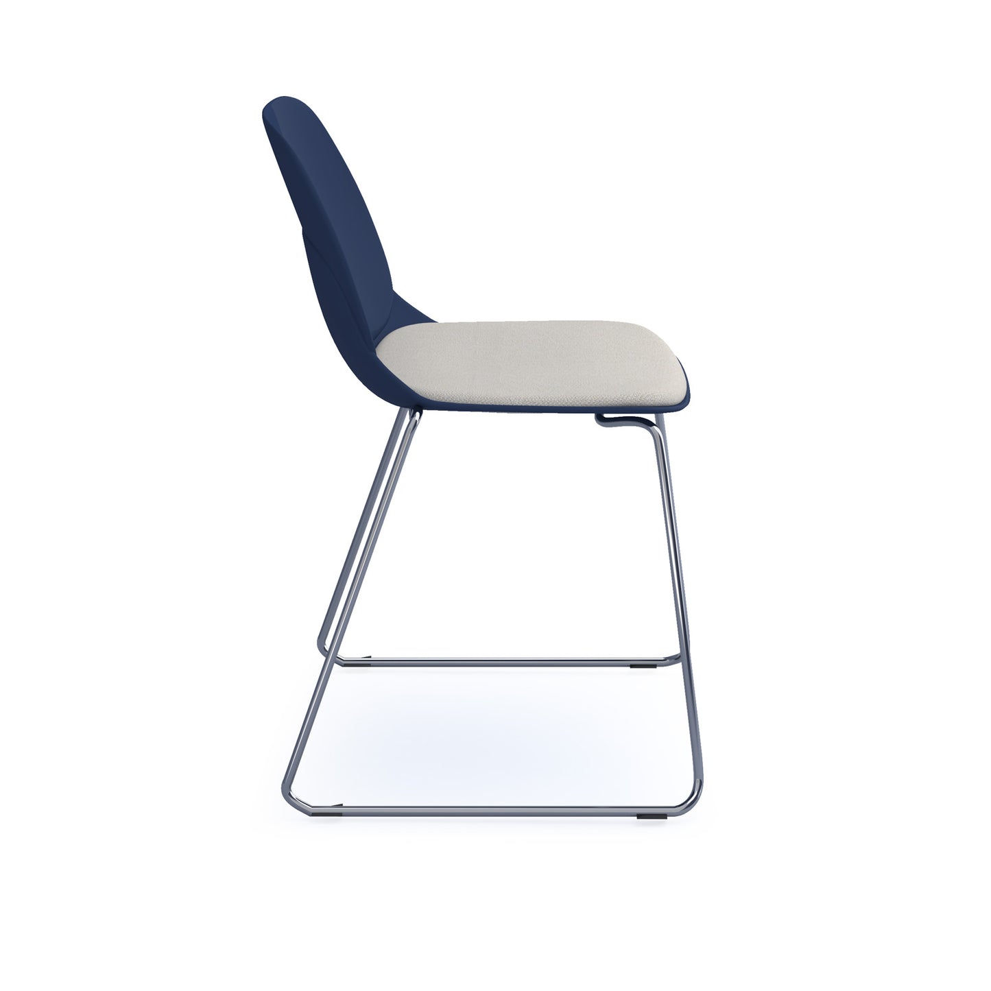 Strut chair with seat pad and chrome sled frame