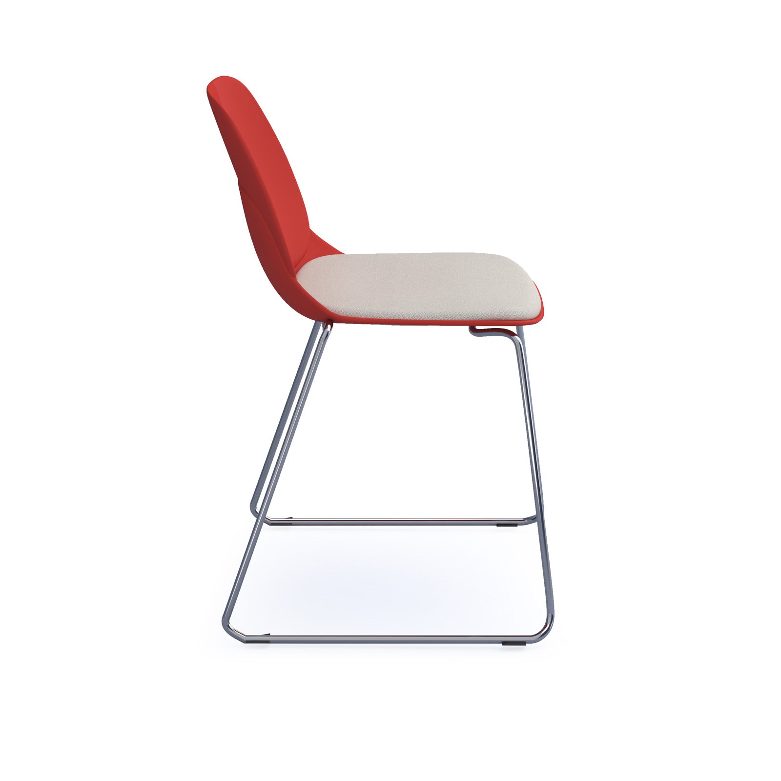 Strut chair with seat pad and chrome sled frame