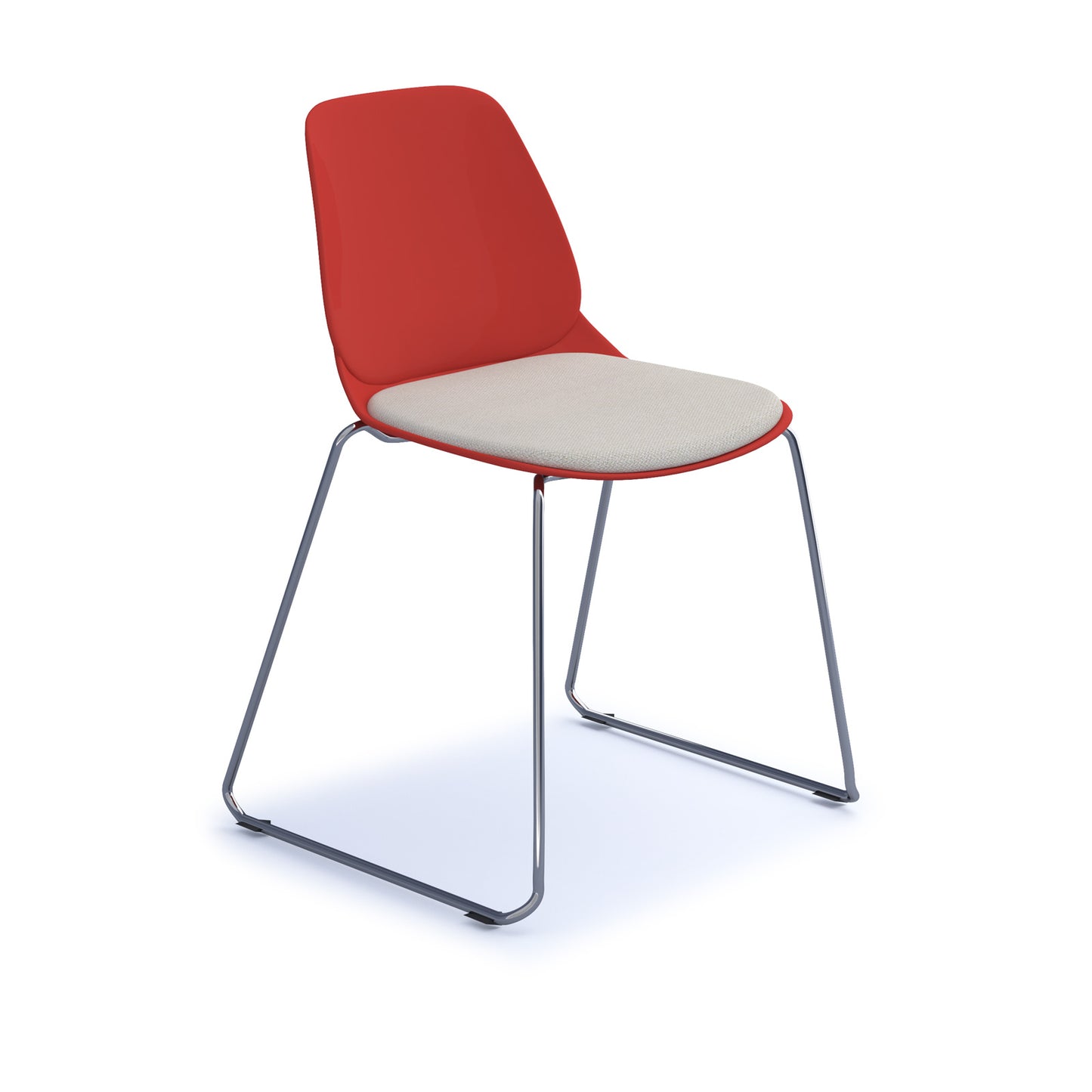 Strut chair with seat pad and chrome sled frame - STR501C-RE-SP