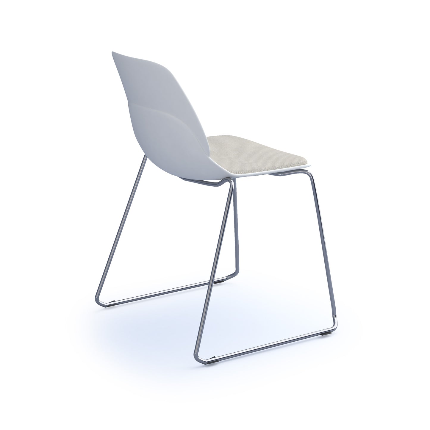 Strut chair with seat pad and chrome sled frame