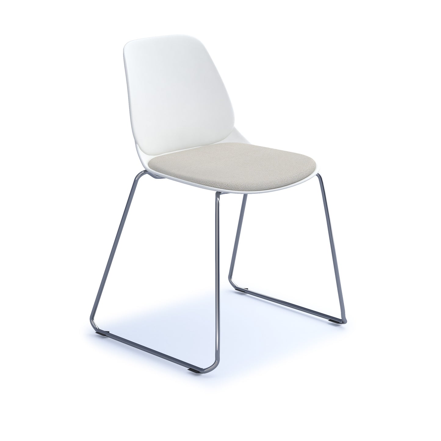 Strut chair with seat pad and chrome sled frame - STR501C-WH-SP