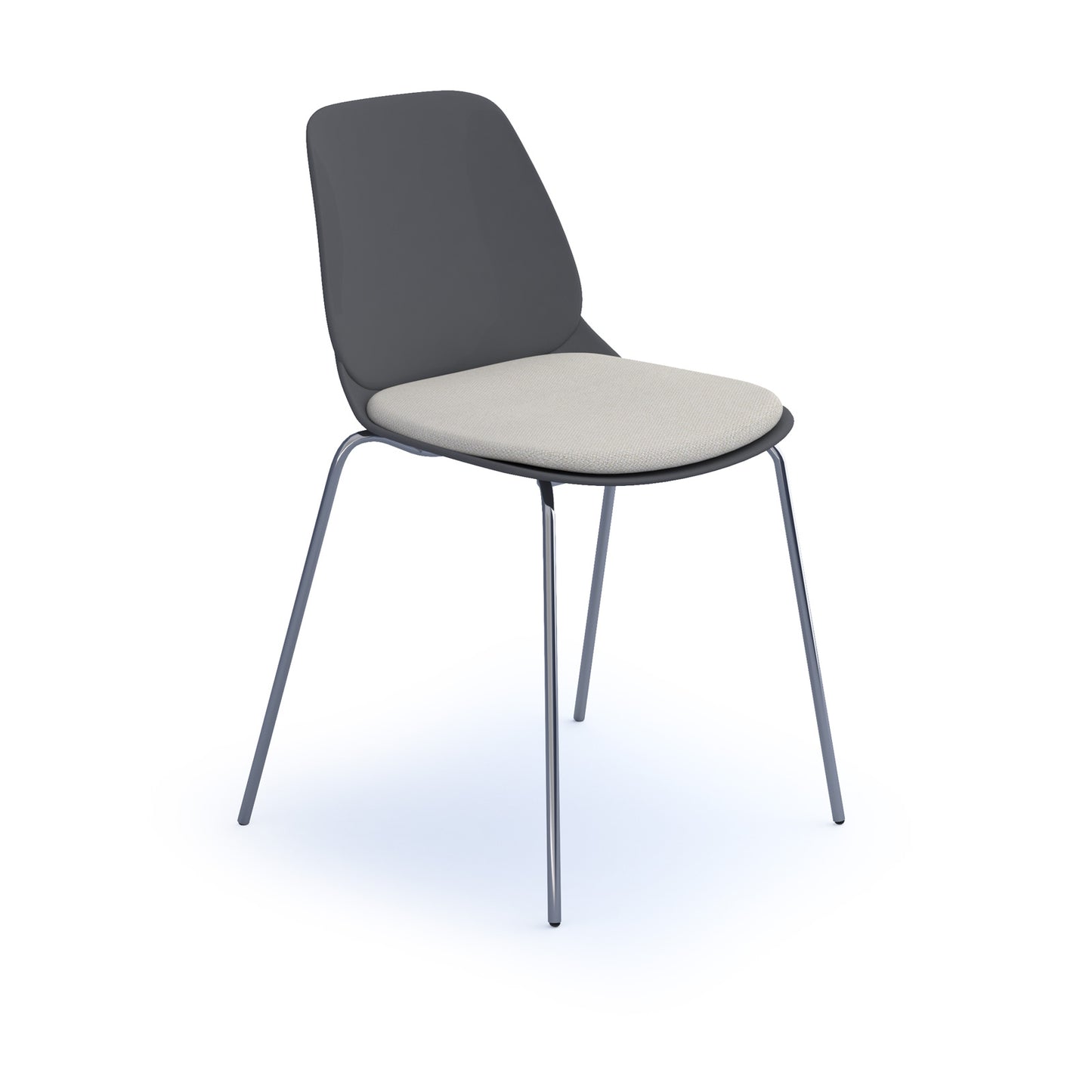 Strut chair with seat pad and chrome 4 leg frame - STR502C-GR-SP