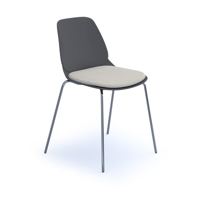 Strut chair with seat pad and chrome 4 leg frame - STR502C-GR-SP