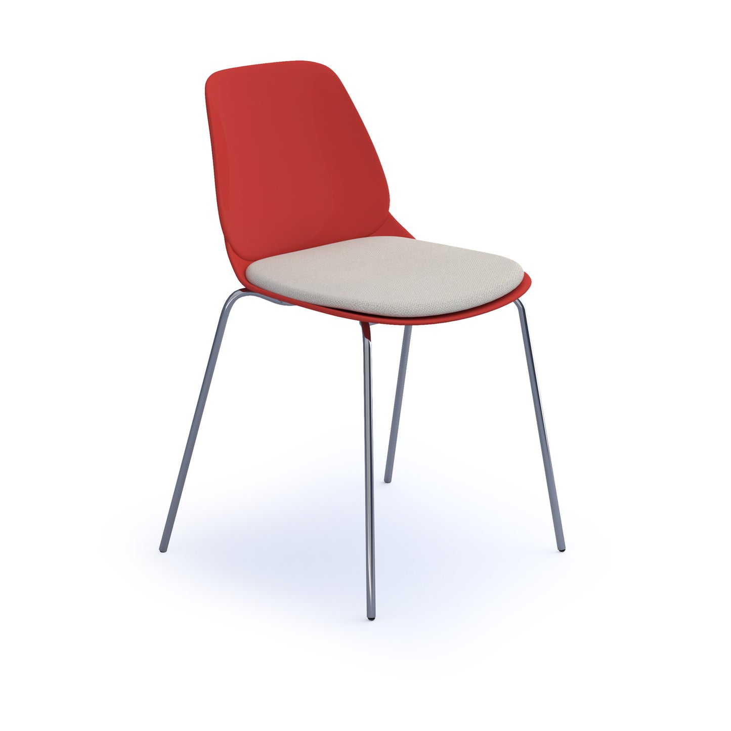 Strut chair with seat pad and chrome 4 leg frame - STR502C-RE-SP