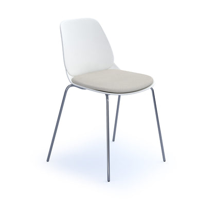 Strut chair with seat pad and chrome 4 leg frame - STR502C-WH-SP