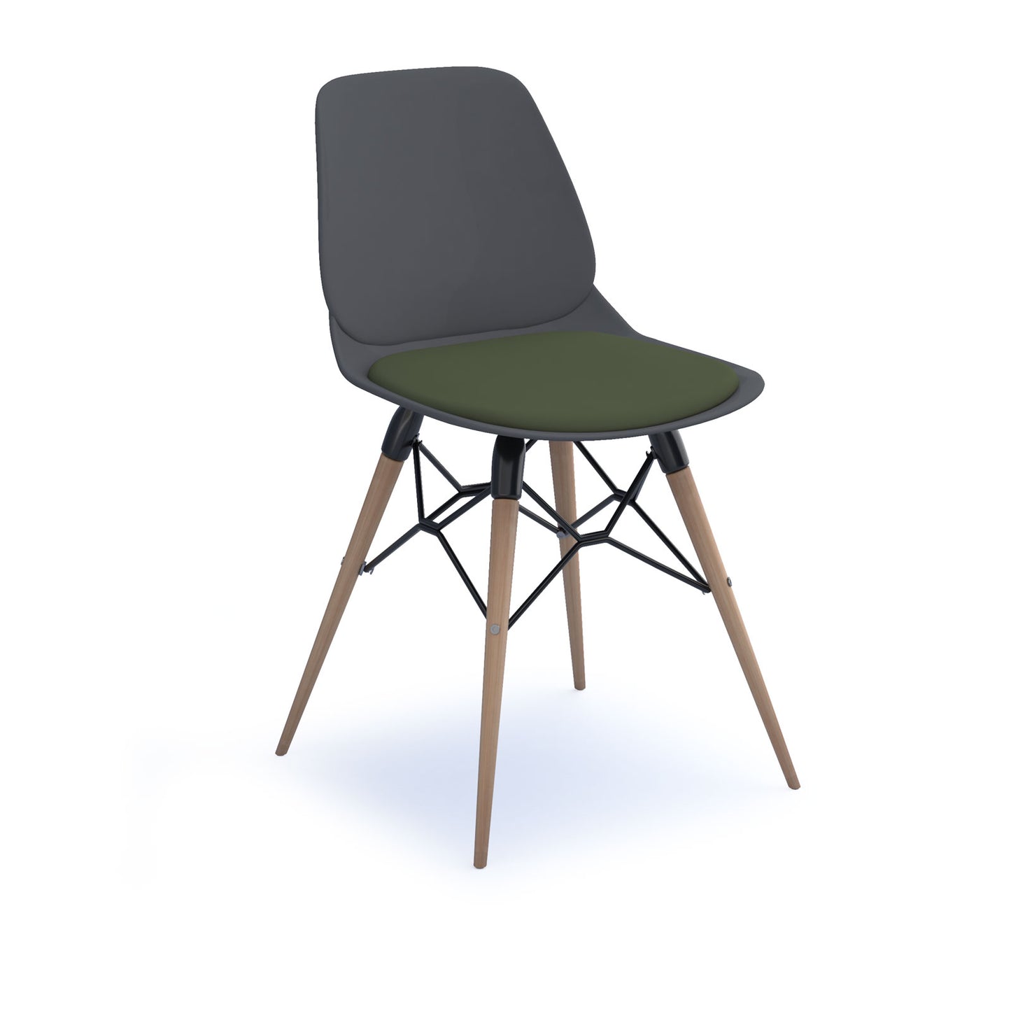 Strut chair with seat pad and natural oak frame - STR504W-GR-SP