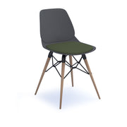 Strut chair with seat pad and natural oak frame
