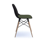 Strut chair with seat pad and natural oak frame