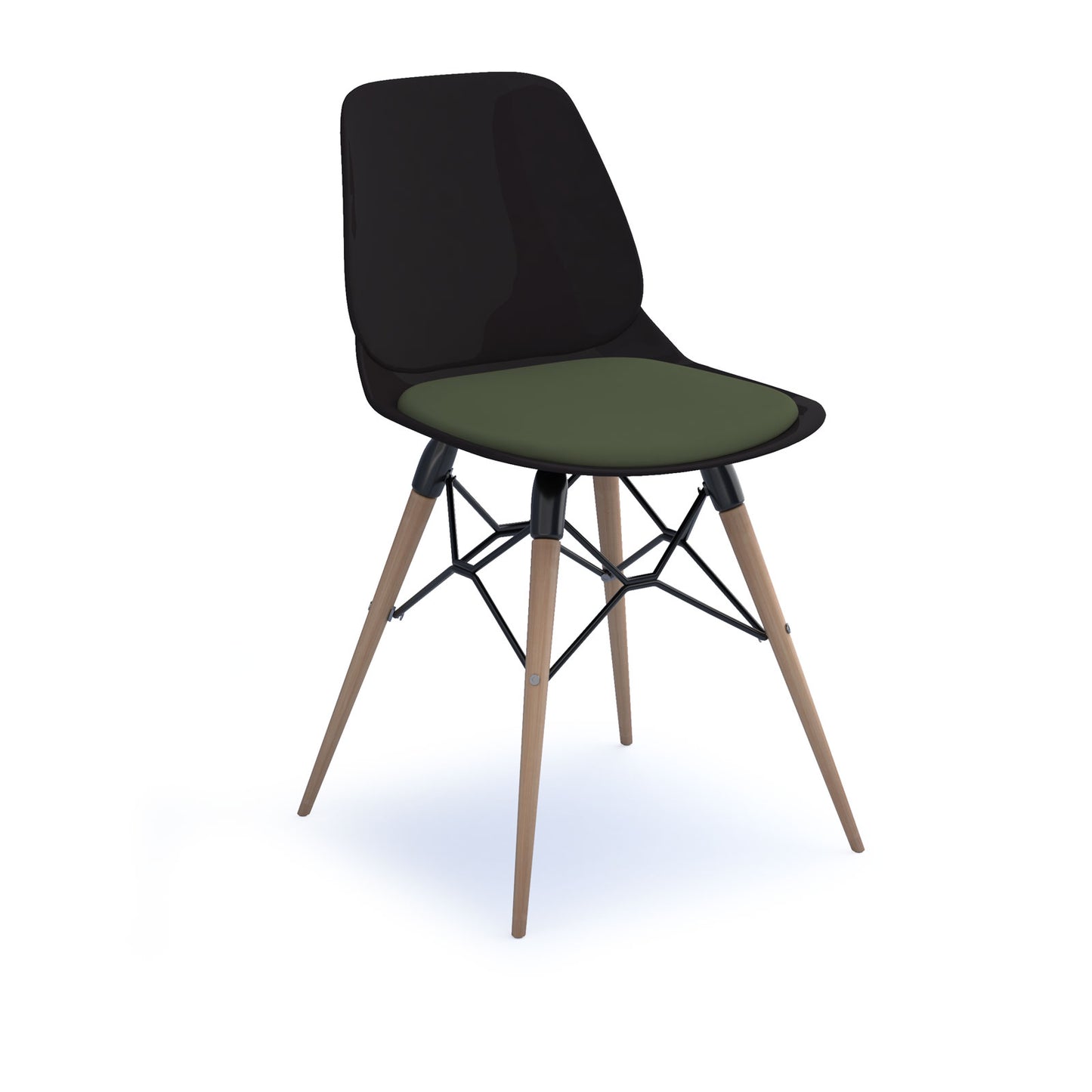 Strut chair with seat pad and natural oak frame - STR504W-K-SP