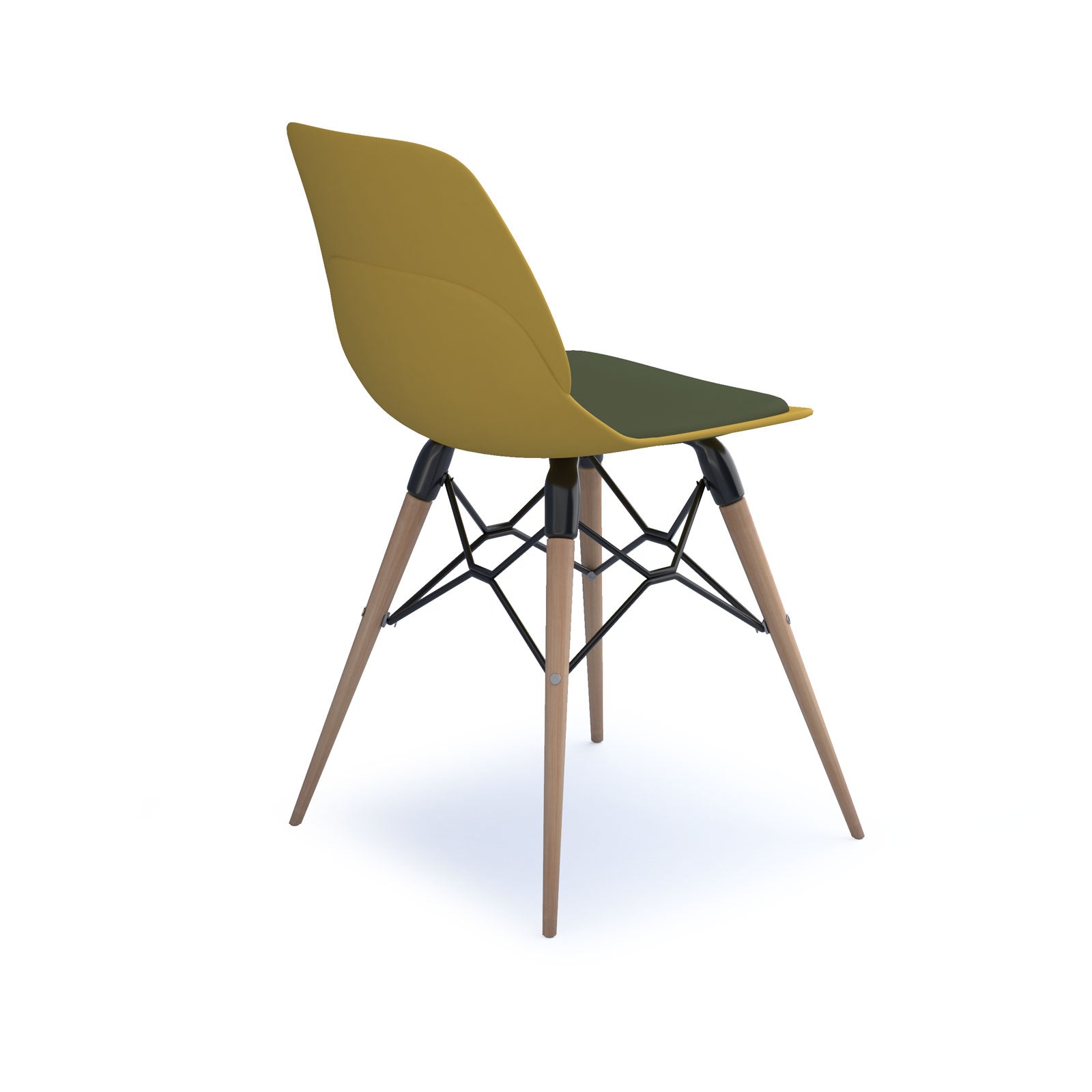 Strut chair with seat pad and natural oak frame