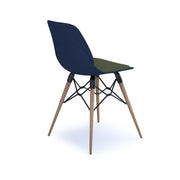 Strut chair with seat pad and natural oak frame