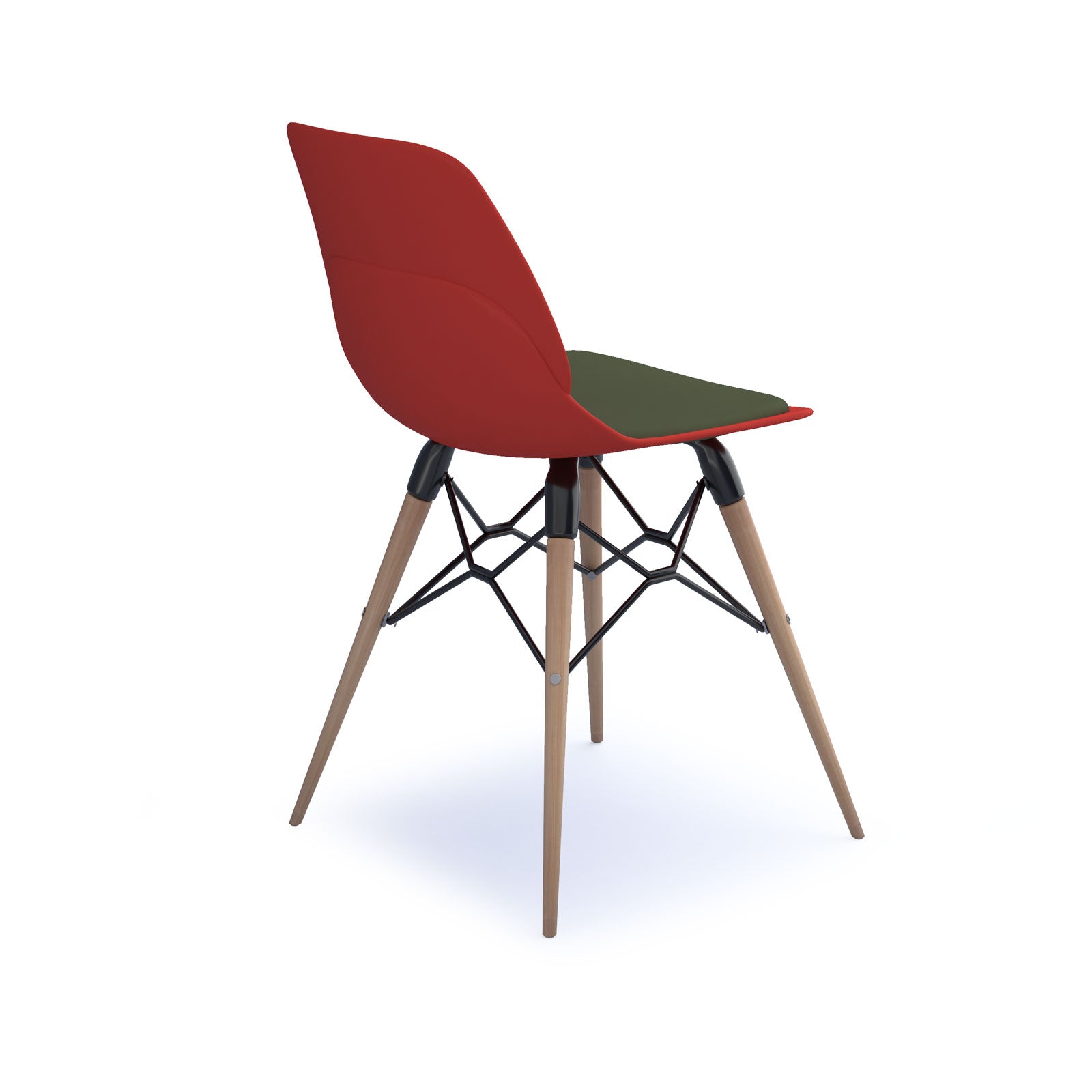 Strut chair with seat pad and natural oak frame