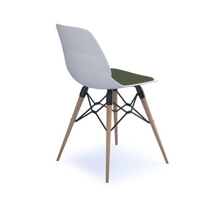 Strut chair with seat pad and natural oak frame