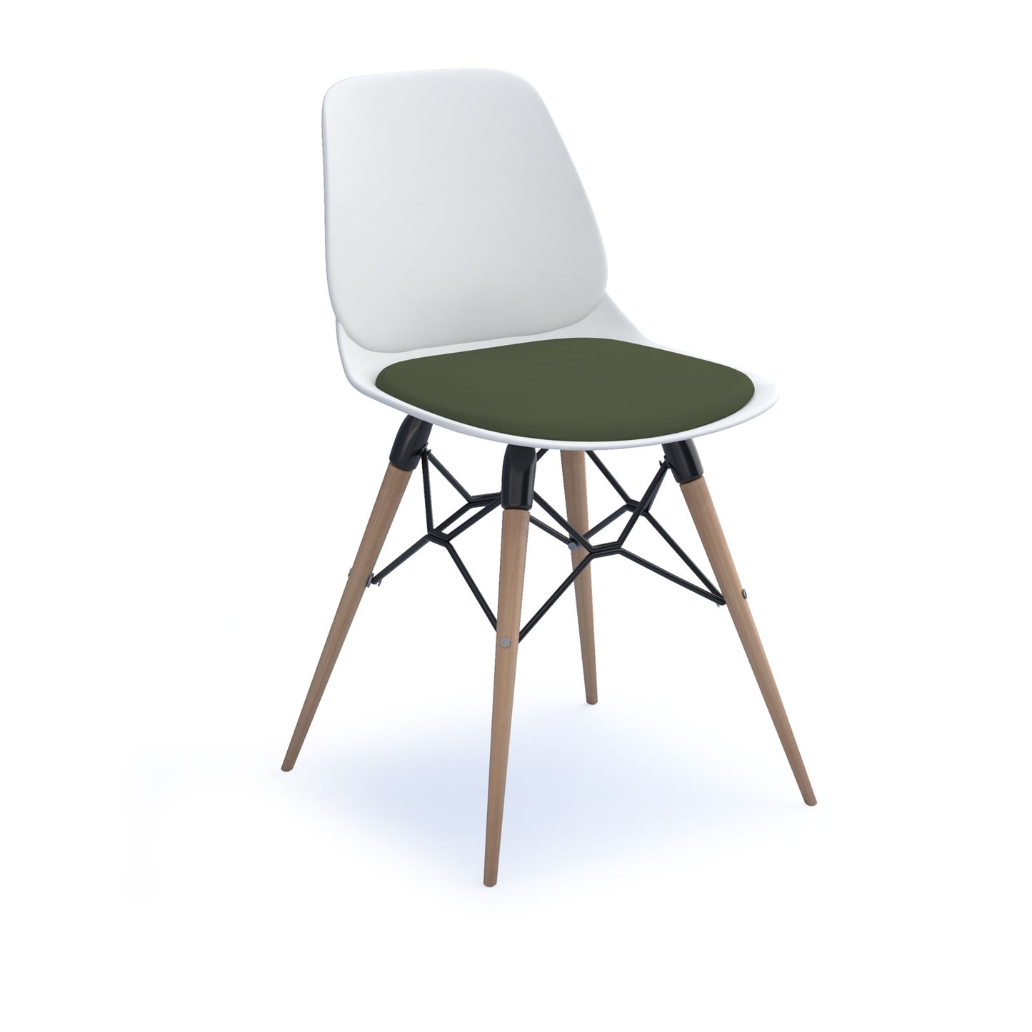 Strut chair with seat pad and natural oak frame - STR504W-WH-SP
