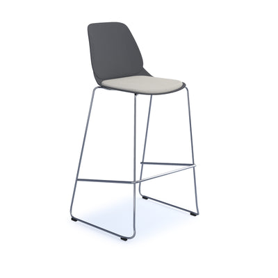 Strut stool with seat pad and chrome sled frame - STR601C-GR-SP