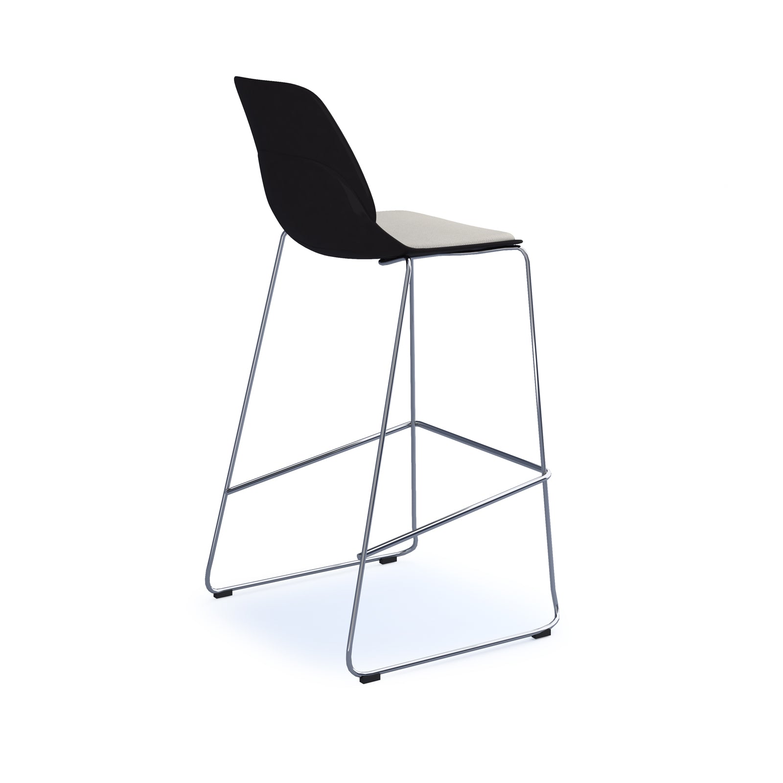 Strut stool with seat pad and chrome sled frame