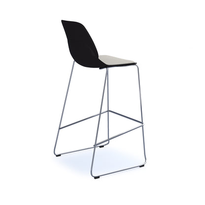 Strut stool with seat pad and chrome sled frame