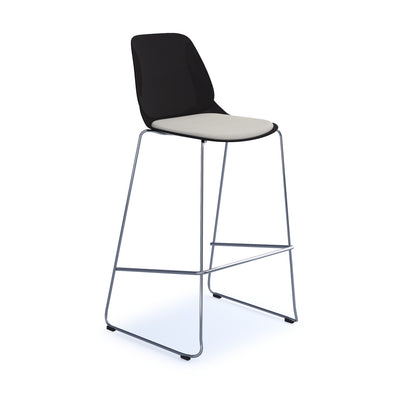 Strut stool with seat pad and chrome sled frame - STR601C-K-SP